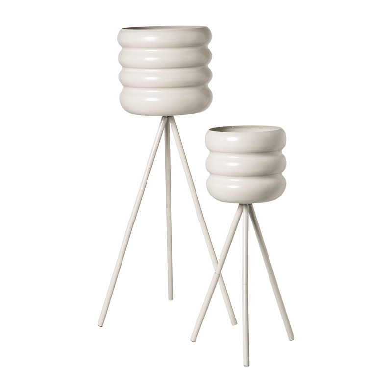 Bloempot bubbles op voet groot - beige