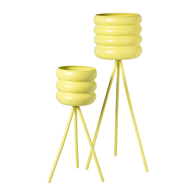 Bloempot bubbles op voet groot - geel