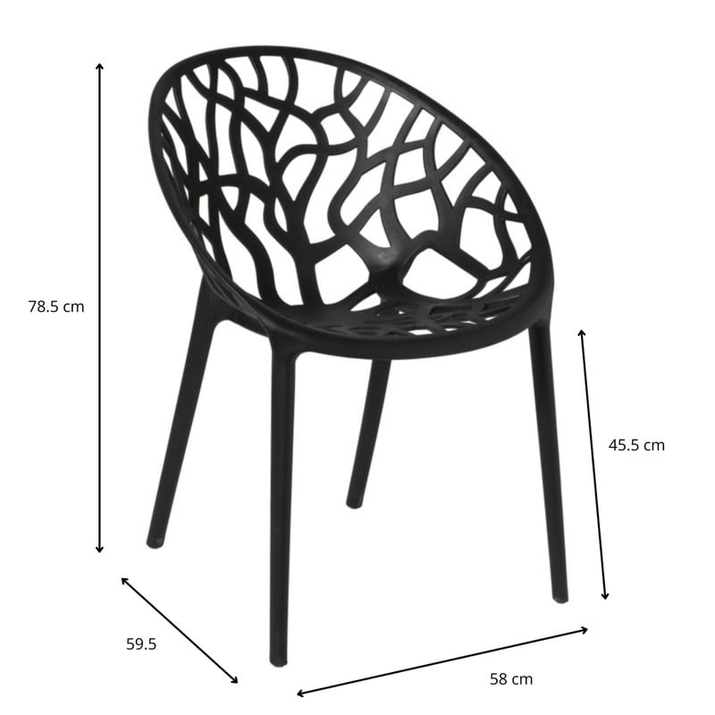 Stapelbare tuinstoel Palma - zwart - 78.5x58x59.5 cm