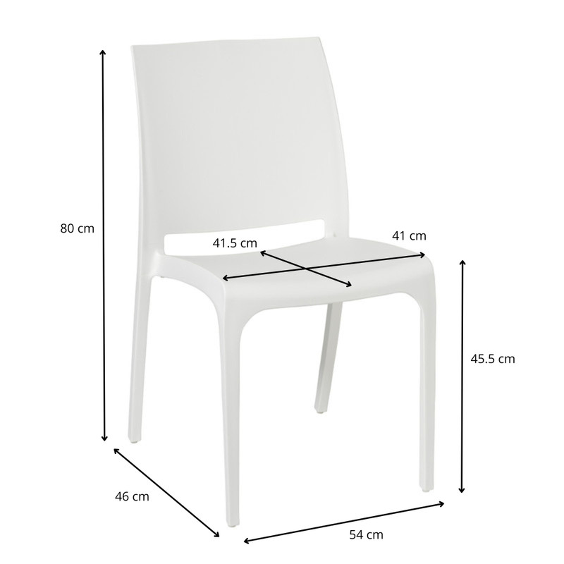 Stapelbare tuinstoel Sara - wit - 80x54x46 cm