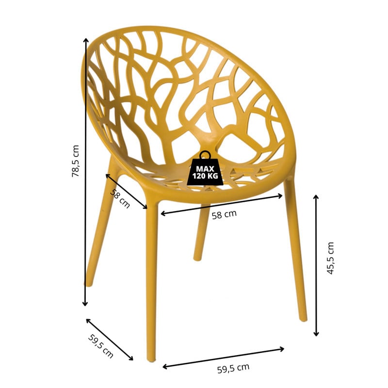 Stapelbare tuinstoel Palma - geel - 78.5x58x59.5 cm