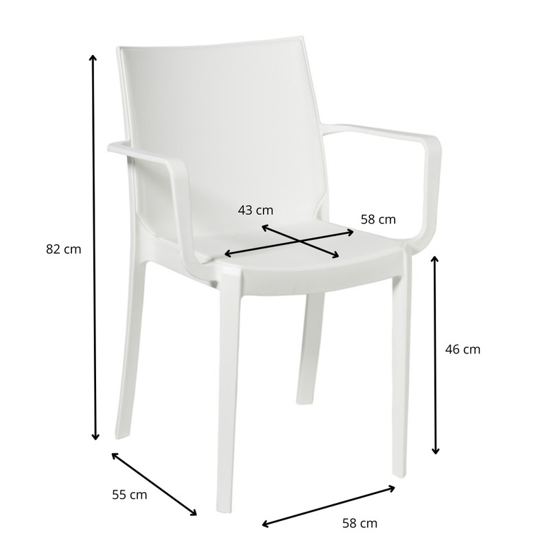 Stapelbare tuinstoel Victoria - wit - 82x58x55 cm