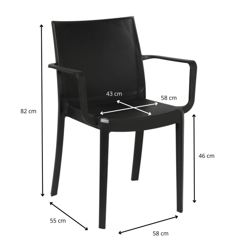 Stapelbare tuinstoel Victoria - zwart - 82x58x55 cm
