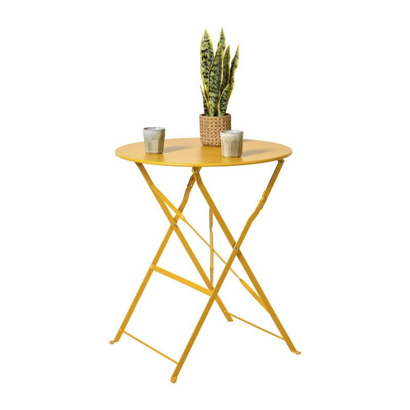 Inklapbare bistrotafel Kos - geel - ø60x71 cm