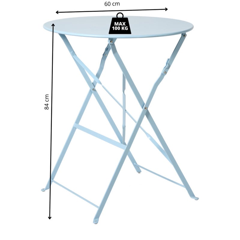 Inklapbare bistrotafel Kos - blauw - ø60x71 cm
