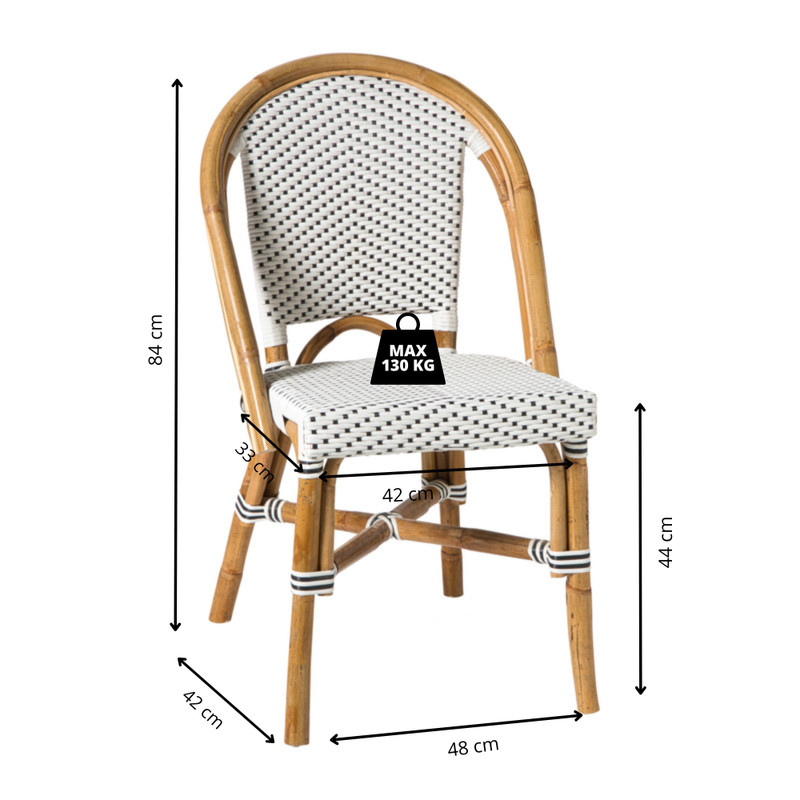 Tuinstoel Paris - zwart/wit - 87x57x48 cm