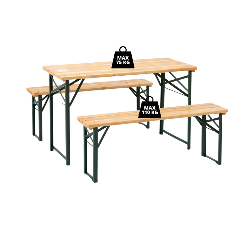 Inklapbare picknickset compact - bruin - set van 3