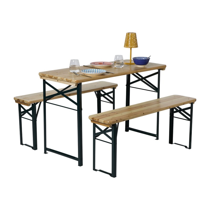 Inklapbare picknickset compact - bruin - set van 3