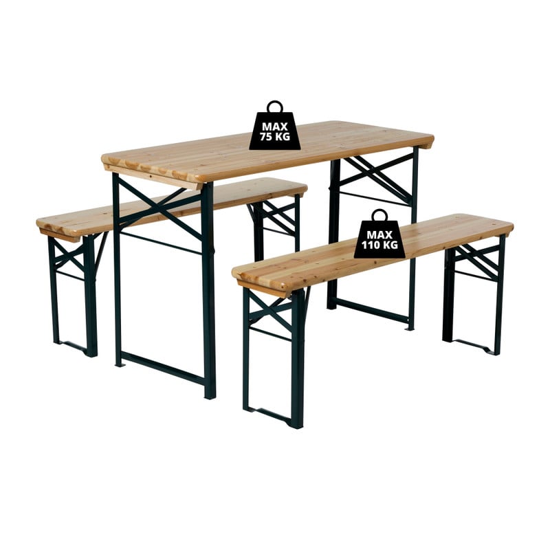 Inklapbare picknickset compact - bruin - set van 3