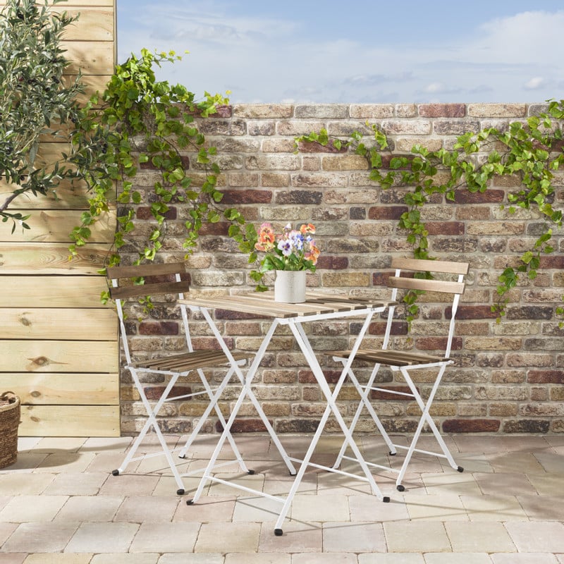 Bistro set Rhodos - bruin/wit - 3-delig