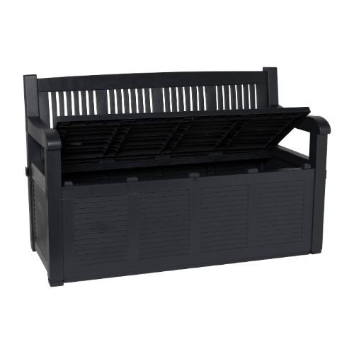 Tuinbank met opbergruimte - donkergrijs - 130x60x85 cm