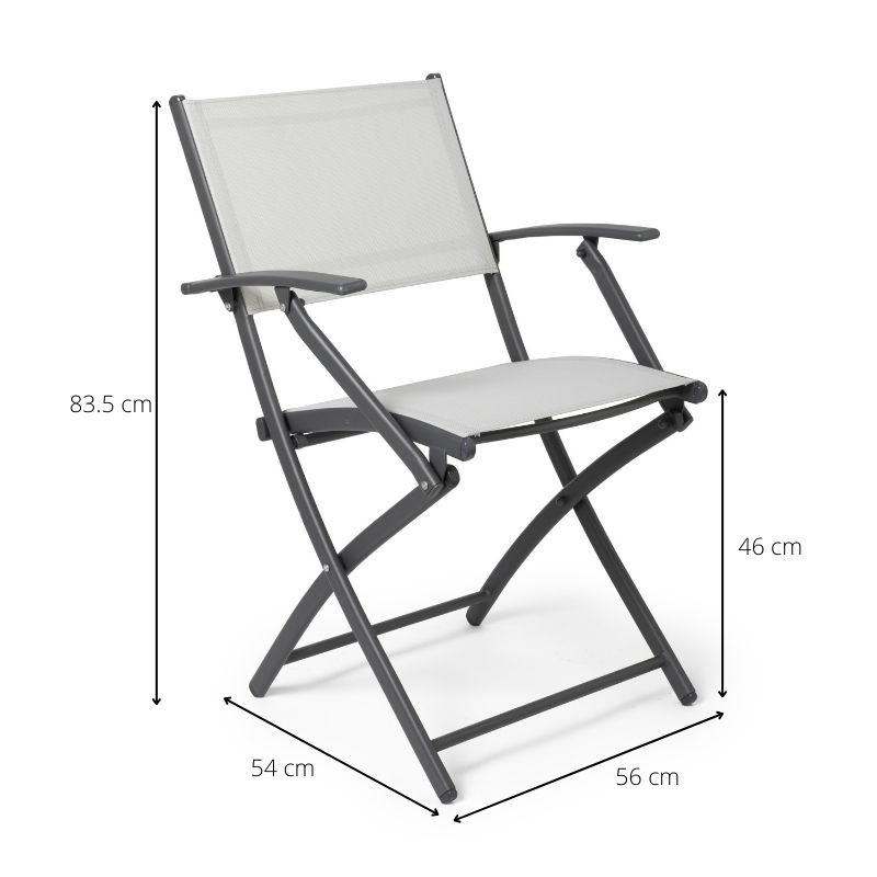 Vouwstoel - wit - met armleuning - 54x56x83.5 cm
