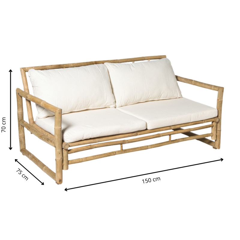 Bamboe tuinbank Hanoi - 2-zits - 70x150x75 cm