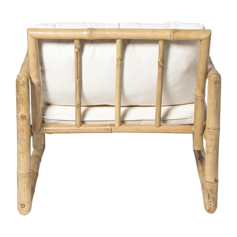 Bamboe tuinfauteuil Hanoi - bruin/wit - 70x75x75 cm