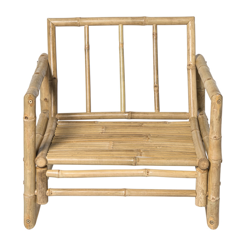 Bamboe tuinfauteuil Hanoi - bruin/wit - 70x75x75 cm