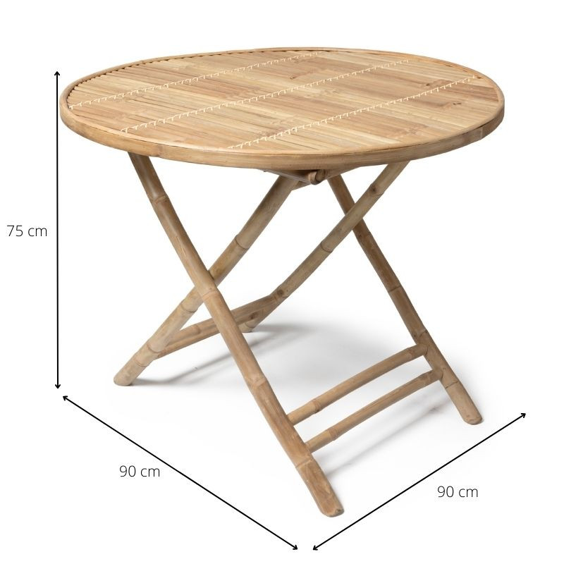 Bamboe tafel - inklapbaar - ⌀90x75 cm