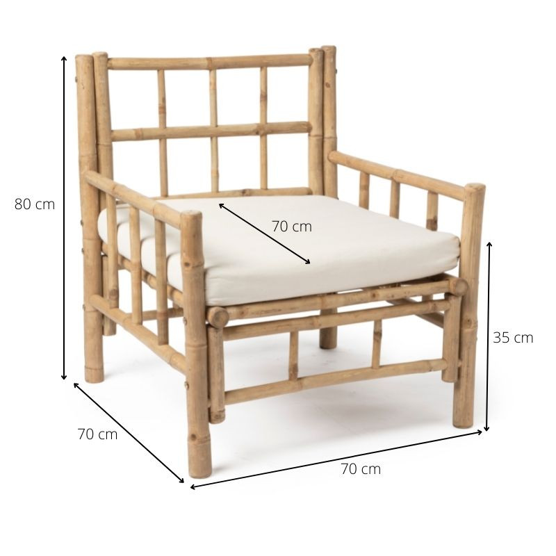 hulp in de huishouding Conserveermiddel uitbarsting Bamboe fauteuil met kussen - 70x70x80 cm | Xenos