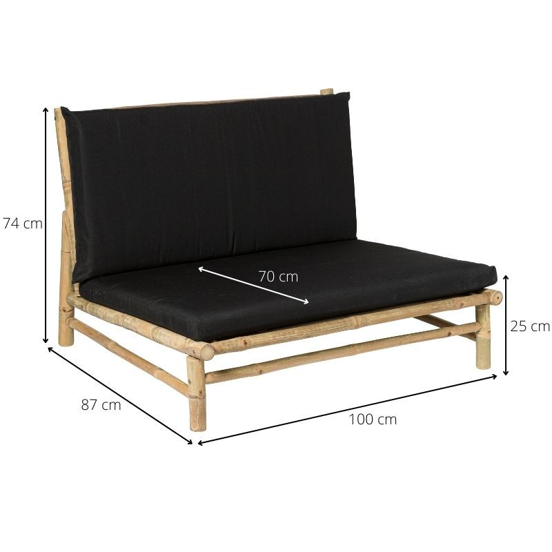 Tuinbank bamboe - naturel/zwart - 100x87x74 x cm