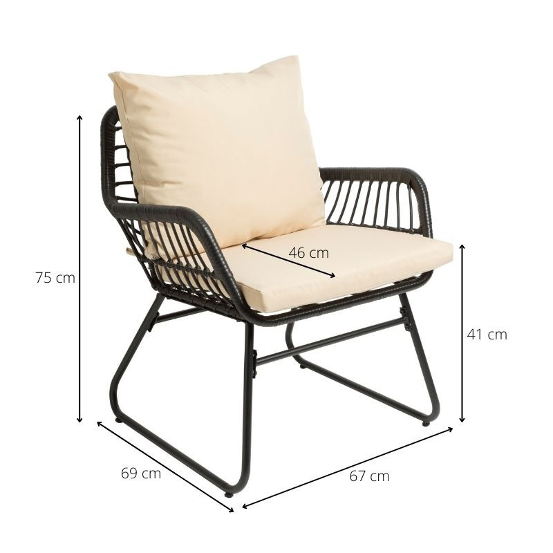 Tuinset Mallorca - zwart - 4-delig