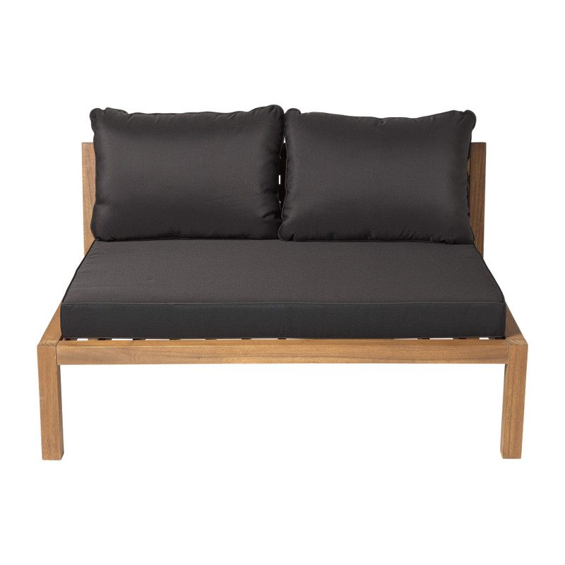 Loungebank acacia - bruin/zwart - 120x90x64 cm 