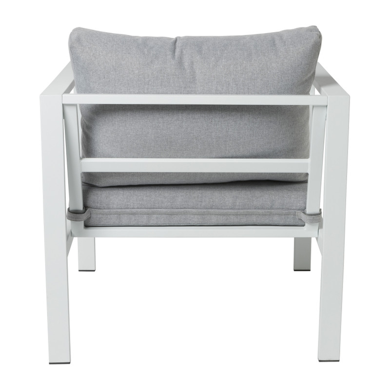 Tuinstoel Tenerife met kussens - wit/grijs - 64x70x74 cm