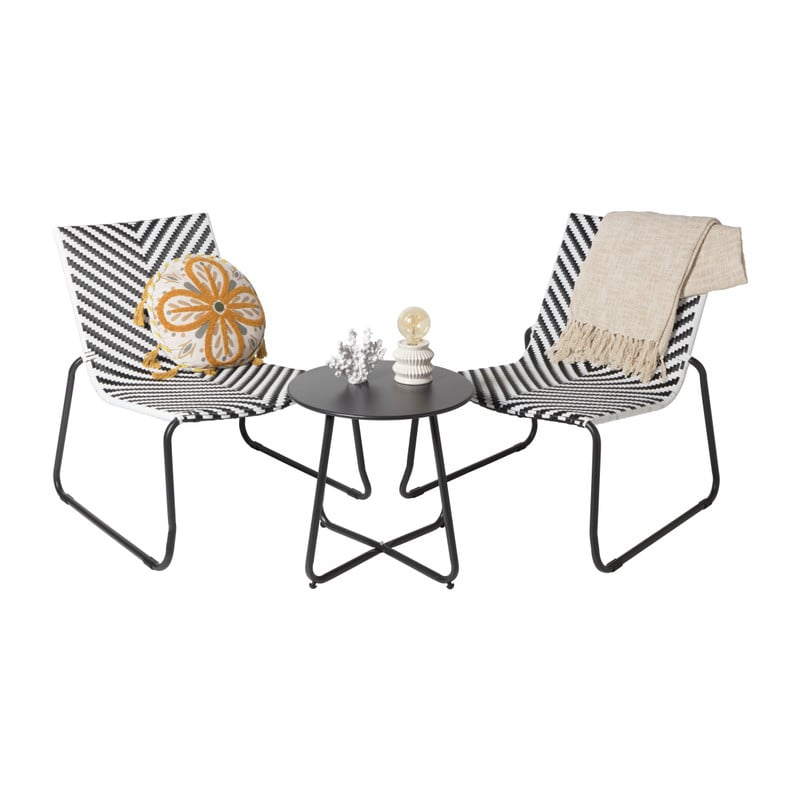 Tuinset Costa - zwart/wit - 3-delig