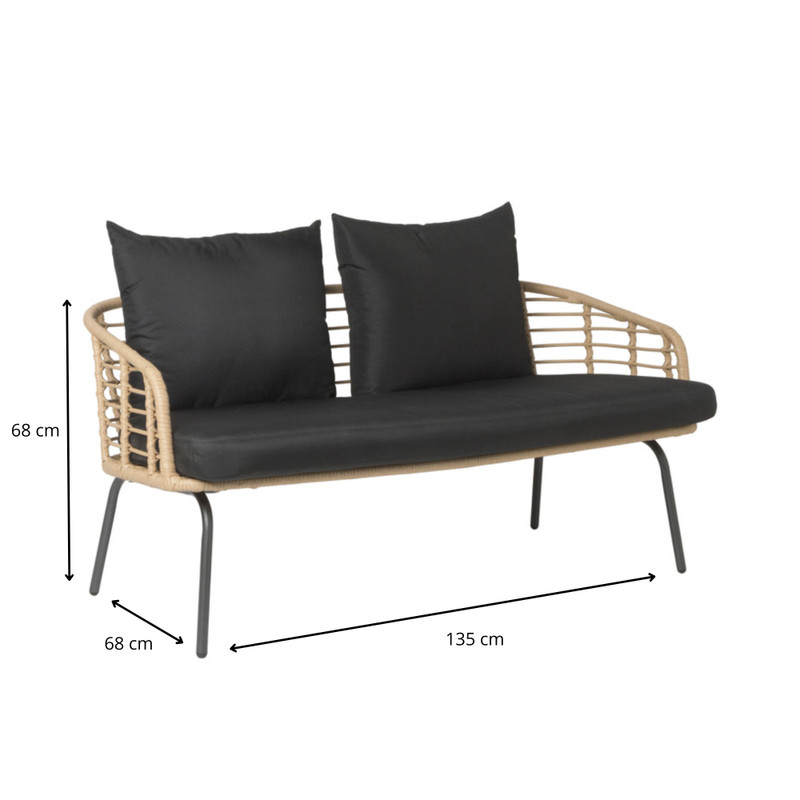 Tuinset Rhodos met kussens - 4-delig - metaal/polyester