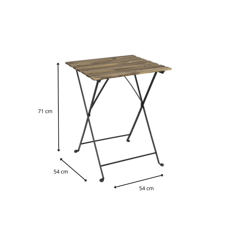 Bistro set Rhodos - hout/metaal - bruin/zwart - 3-delig
