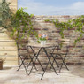 Bistro set Rhodos - hout/metaal - bruin/zwart - 3-delig