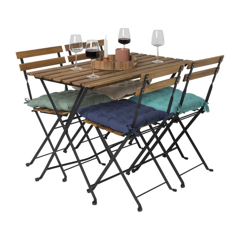 Bistro set Rhodos  - hout/metaal - bruin/zwart - 5-delig