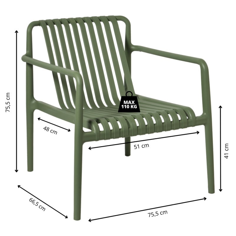 Tuinfauteuil Lea - groen - 75.5x75.5x66.5 cm