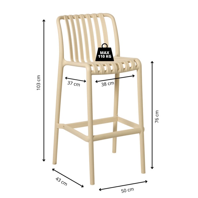Barkruk Lea - beige - 103x50x43 cm