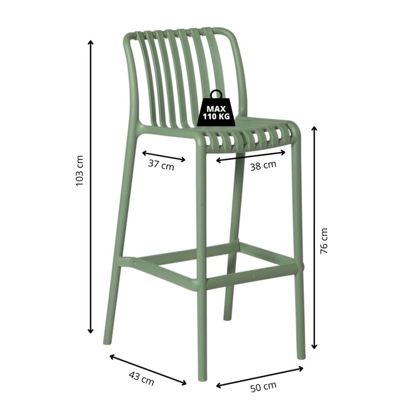 Barkruk Lea - groen - 103x50x43 cm