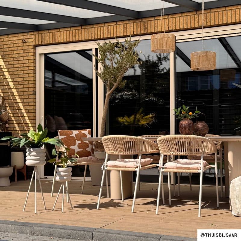 Tuinstoel gevlochten Capri met armleuning - beige