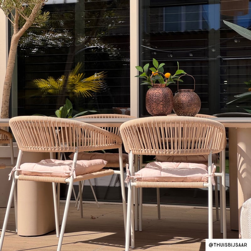 Tuinstoel gevlochten Capri met armleuning - beige