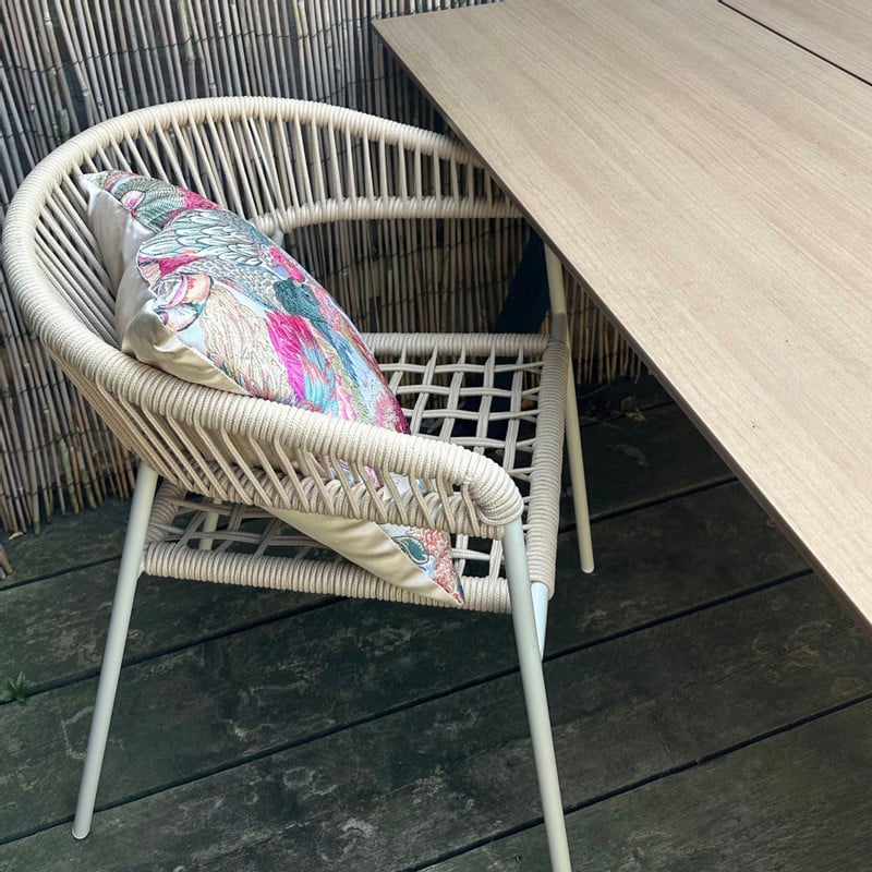 Tuinstoel gevlochten Capri - beige - 78x60.5x56 cm