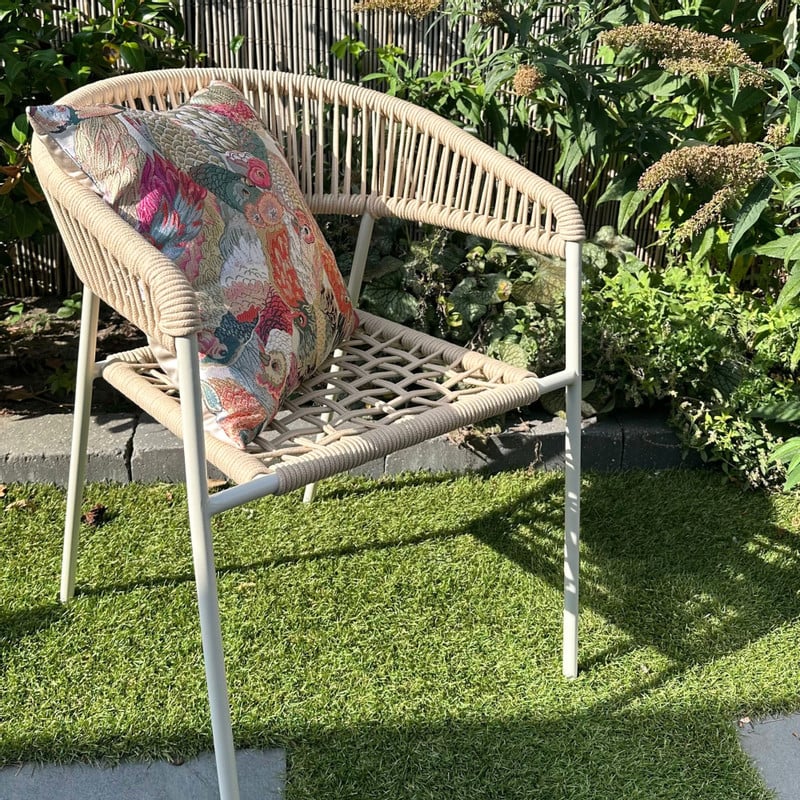 Tuinstoel gevlochten Capri - beige - 78x60.5x56 cm