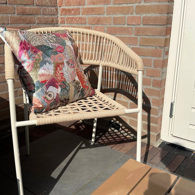 Tuinstoel gevlochten Capri - beige - 78x60.5x56 cm