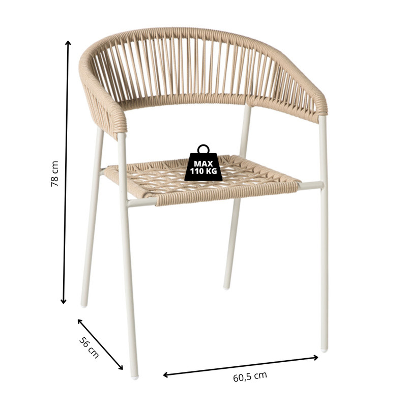Tuinstoel gevlochten Capri - beige - 78x60.5x56 cm