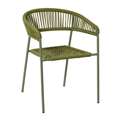 Tuinstoel gevlochten Capri met armleuning - groen