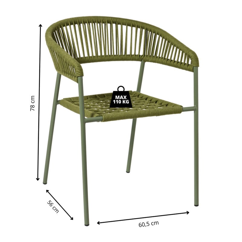 Tuinstoel gevlochten Capri - groen - 78x60.5x56 cm