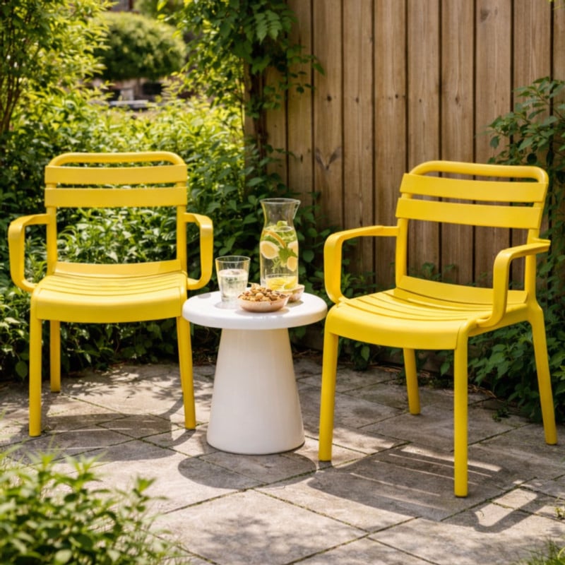 Tuinstoel met armleuning Napoli - geel - 83x55x48 cm