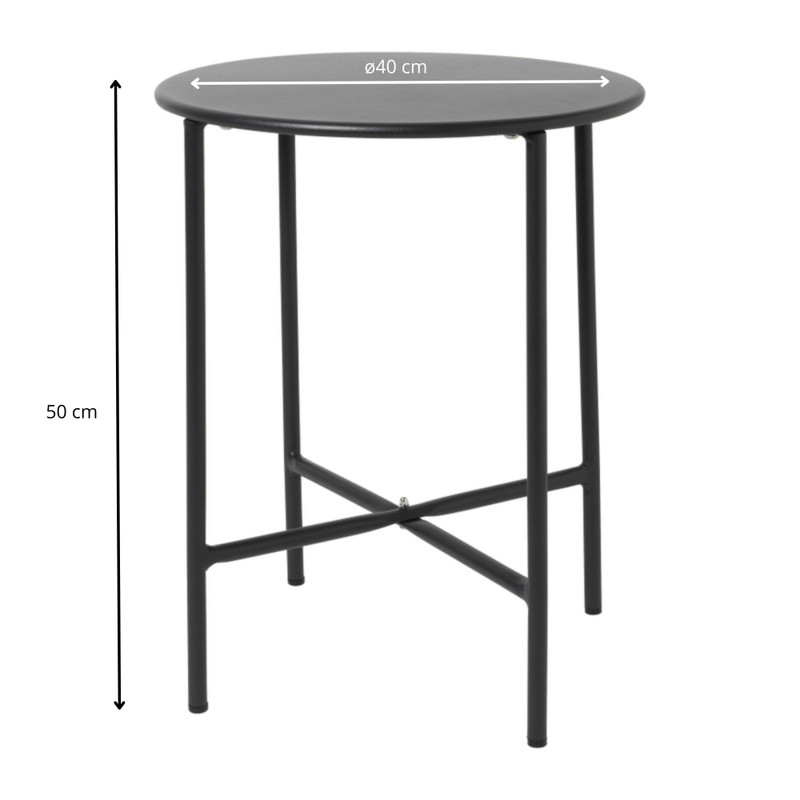 Bijzettafel Pablo zwart - ø40x50 cm