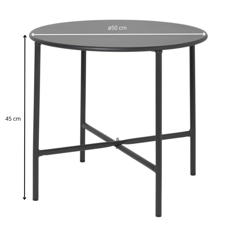 Bijzettafel Pablo zwart - ø50x45 cm