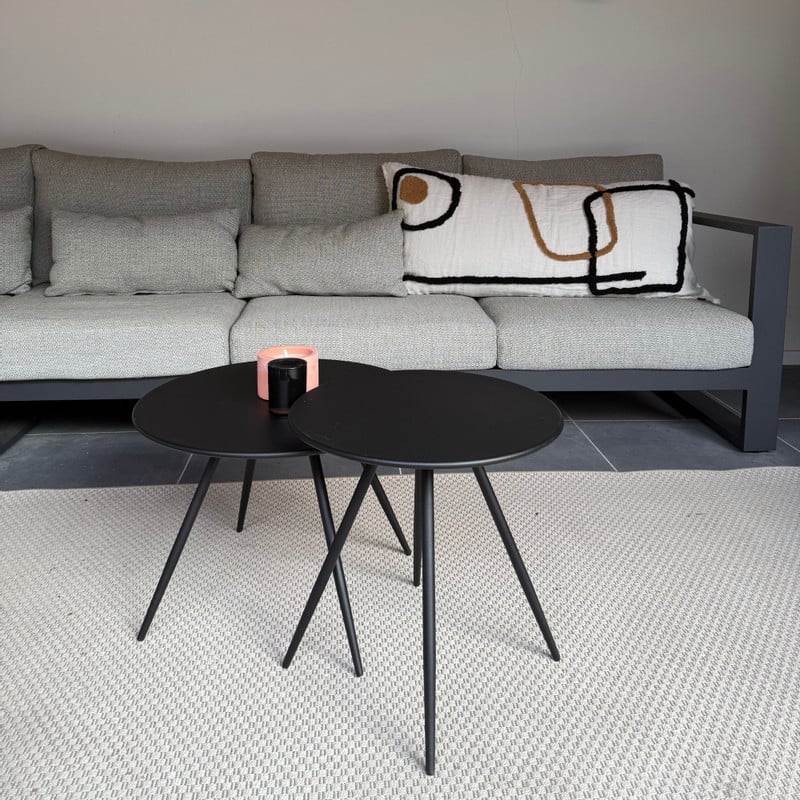 Bijzettafel Manolo laag - zwart - ø55x40 cm