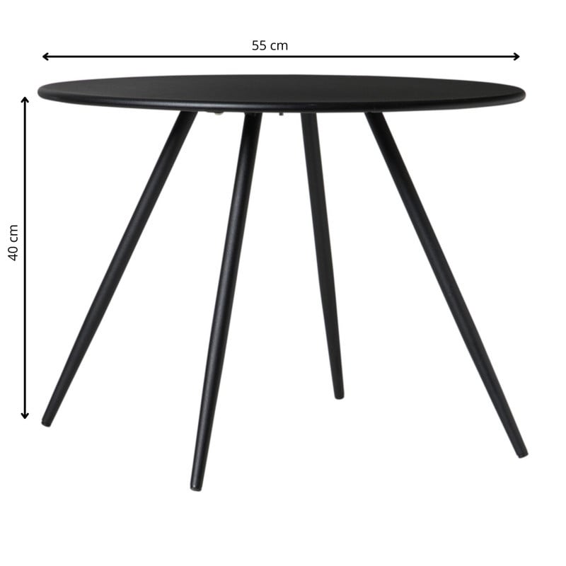 Bijzettafel Manolo laag - zwart - ø55x40 cm