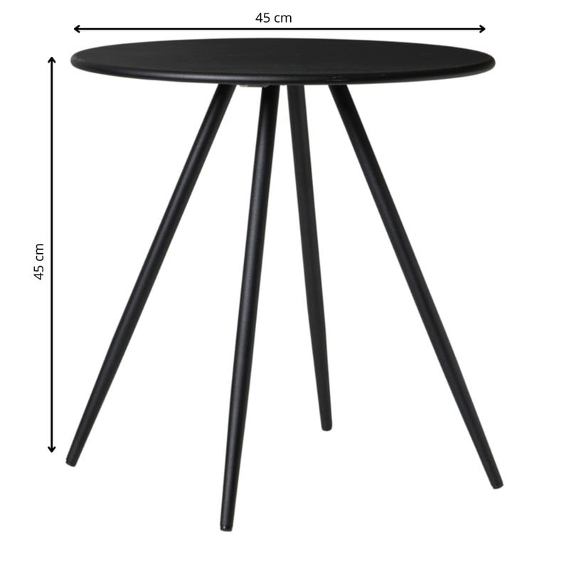 Bijzettafel Manolo hoog - zwart -ø45x45 cm