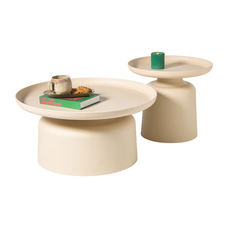 Bijzettafel Firenze groot - beige - ø72x35 cm