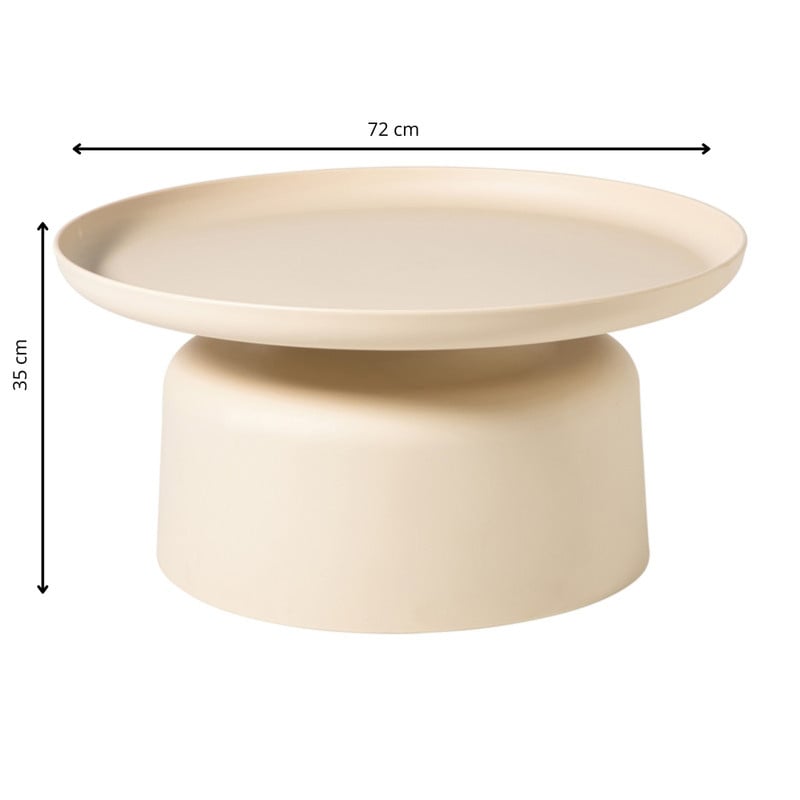 Bijzettafel Firenze laag - beige - ø72x35 cm