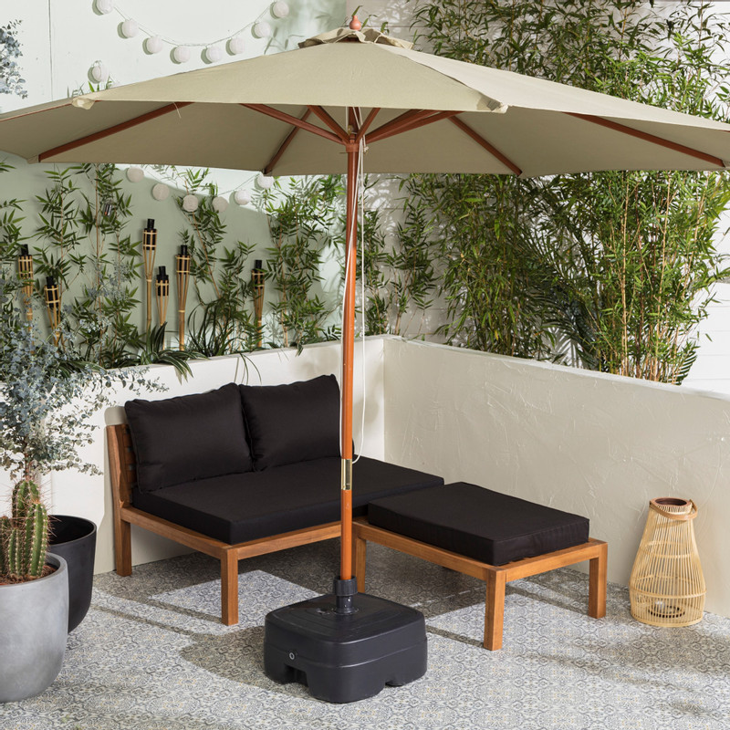Parasol met houten stok - groen - ⌀300x250 cm